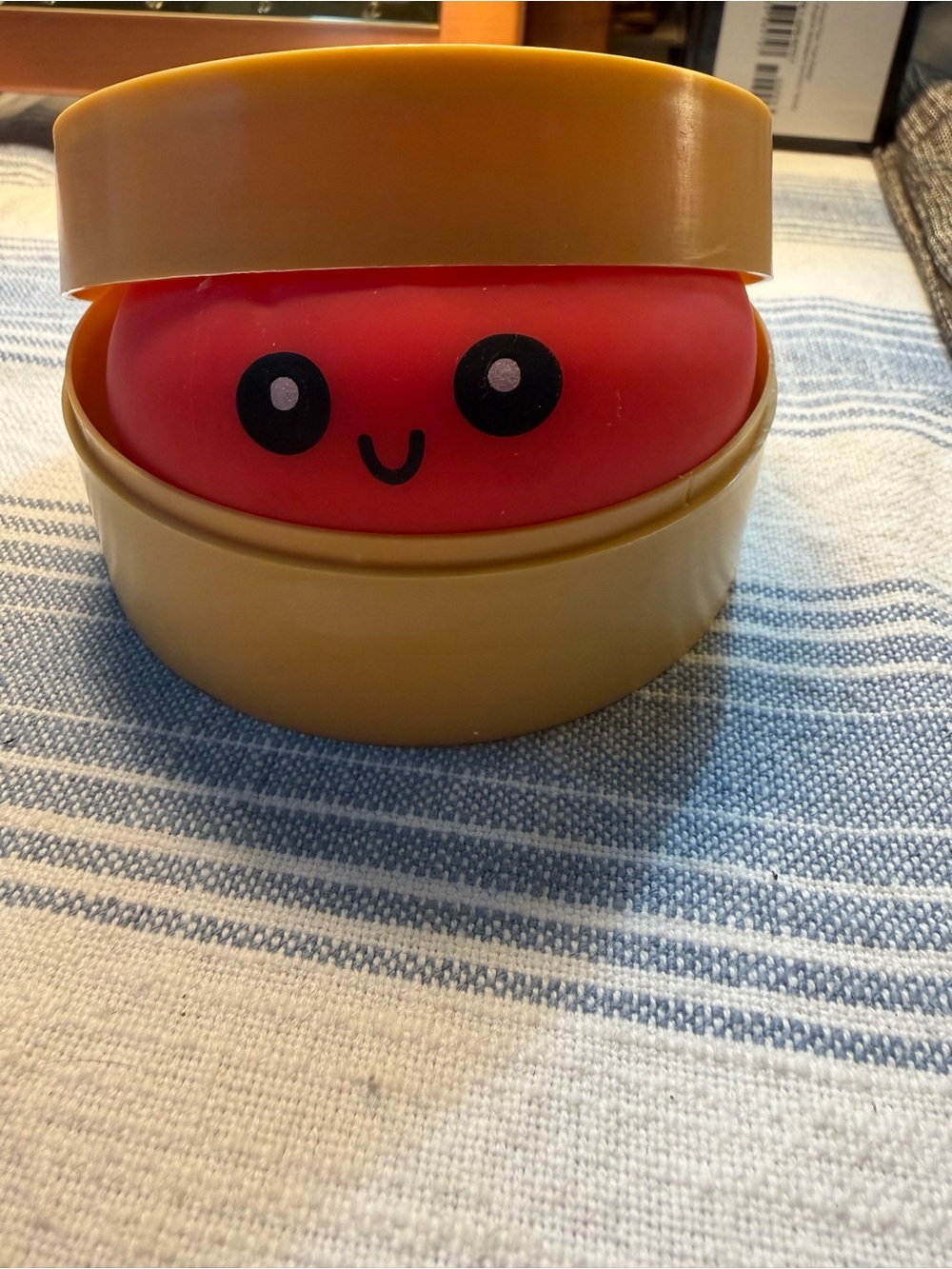 Red Dumpling Squeeze Ball with Cute Face in Steamer Basket Foam Toy